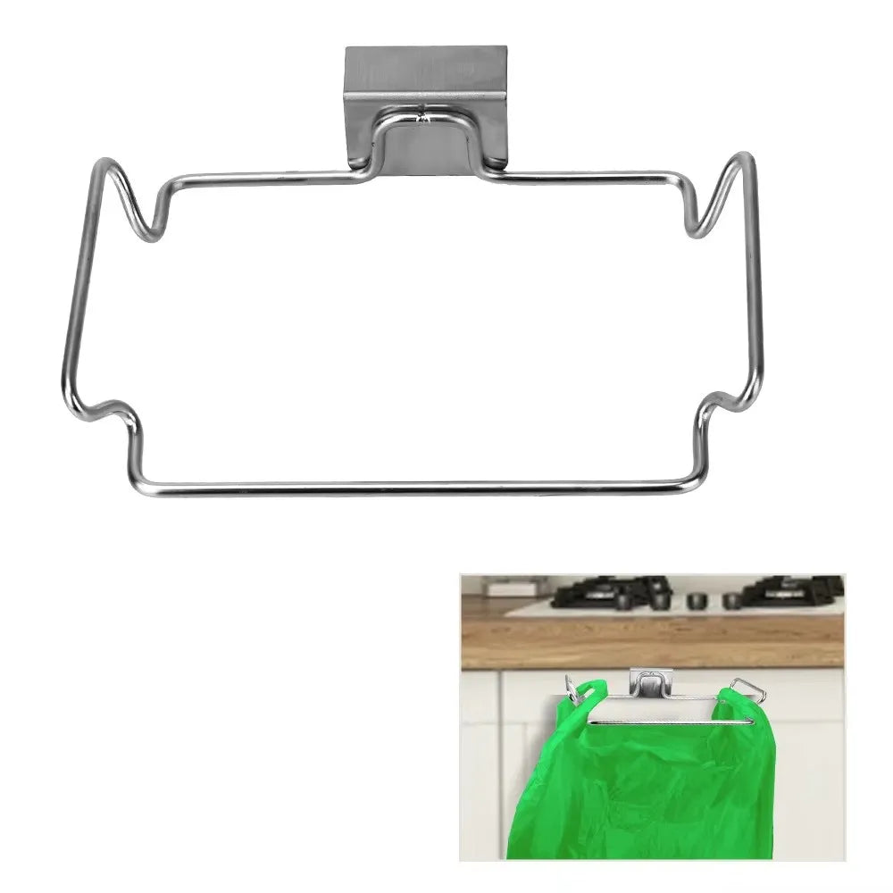 Over-Cabinet Door Trash Bag Holder - Stainless Hanging Rack - photo 6