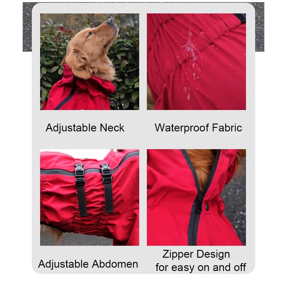 Reflective Dog Raincoat Jumpsuit - Lightweight Jacket for Large Dogs - photo 4