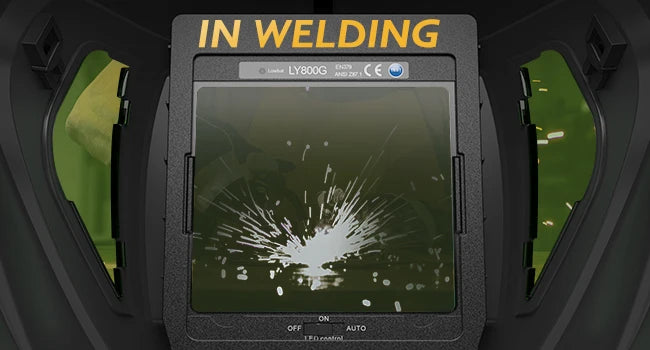 TOOLIOM Auto Darkening Welding Helmet with Light 1/1/1/1 Large Viewing 4.31" x 3.81" True Color Welding Mask Shade