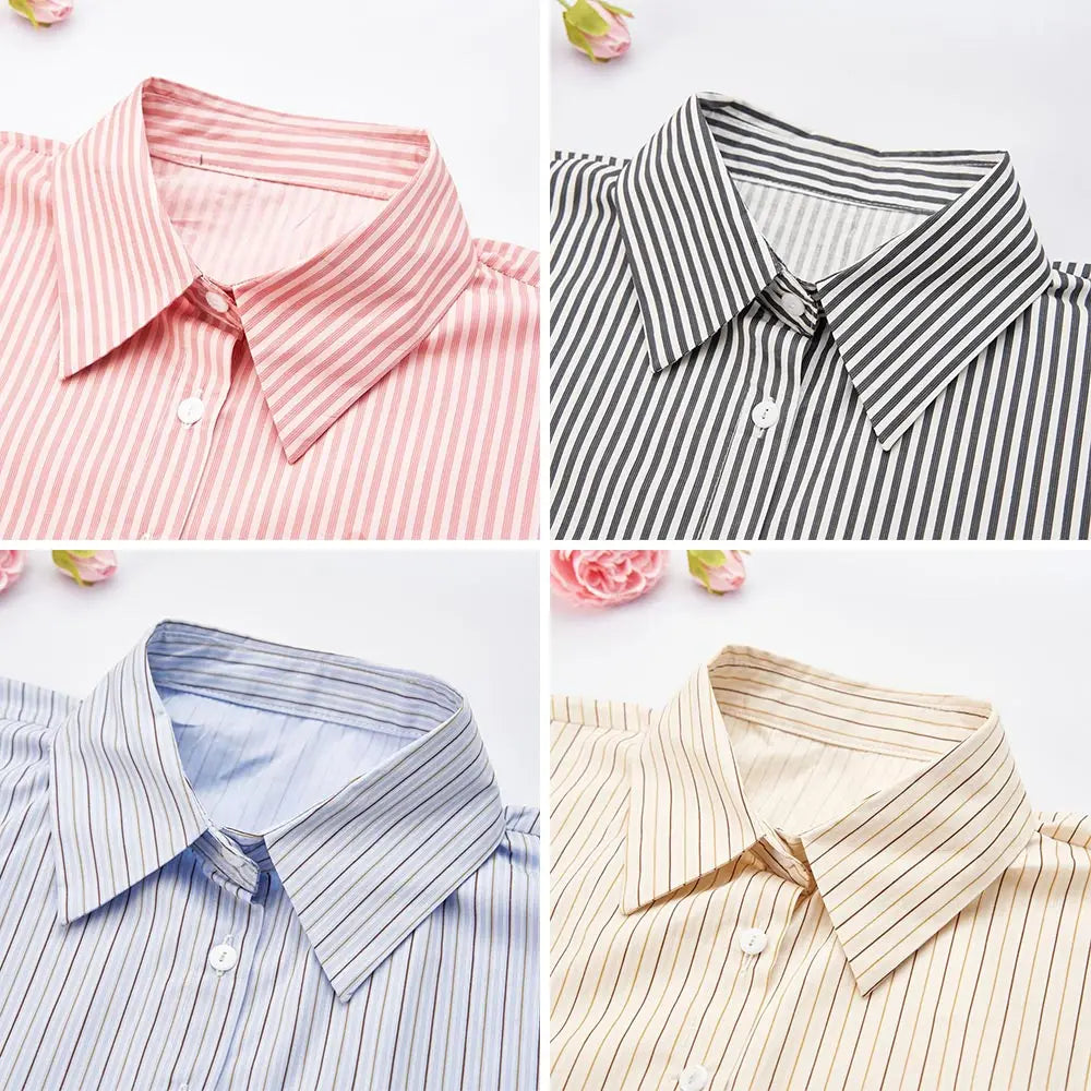Fashion Cotton Stripes Fake Collar Vintage Classic Front Tie Casual Detachable False Blouse Collar for Women