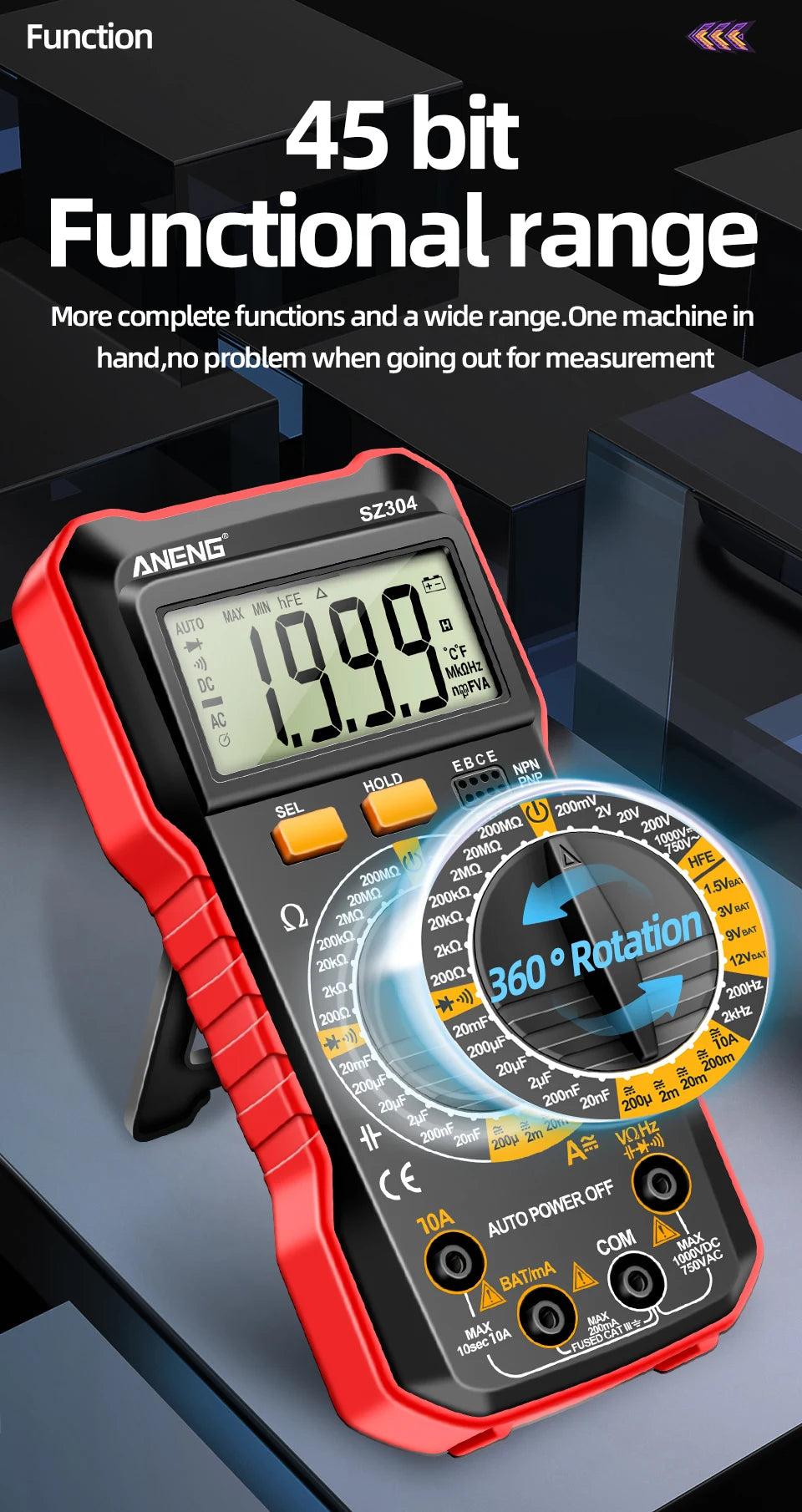 ANENG SZ304 Digital 2026 Counts Multimetes AC/DC Votage Current Resistance Ohm NCV High Precision Professional Multimetro Tester
