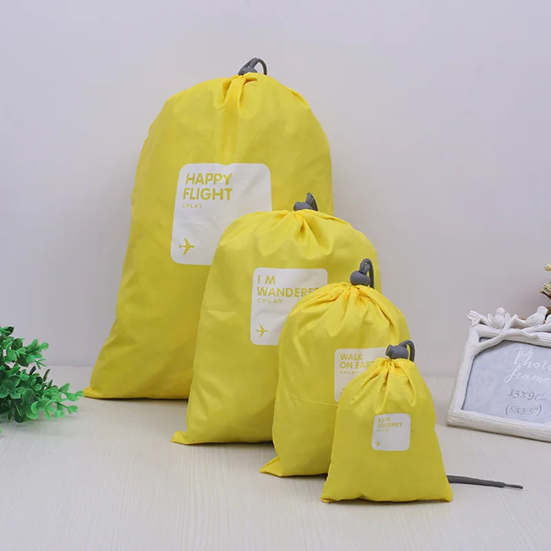 4 Pcs/Set Travel Waterproof Drawstring Storage Bags for Clothes Shoes Toys Multi Purpose Home Organize Pouches