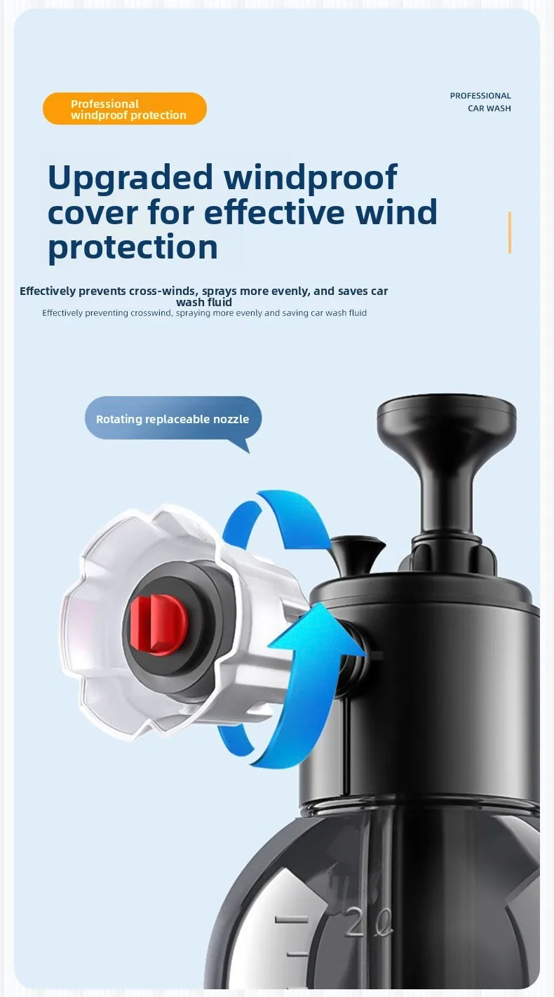 2L High Pressure Car Wash Foam Sprayer Bottle with Foam Nozzle for Auto Cleaning and Detailing