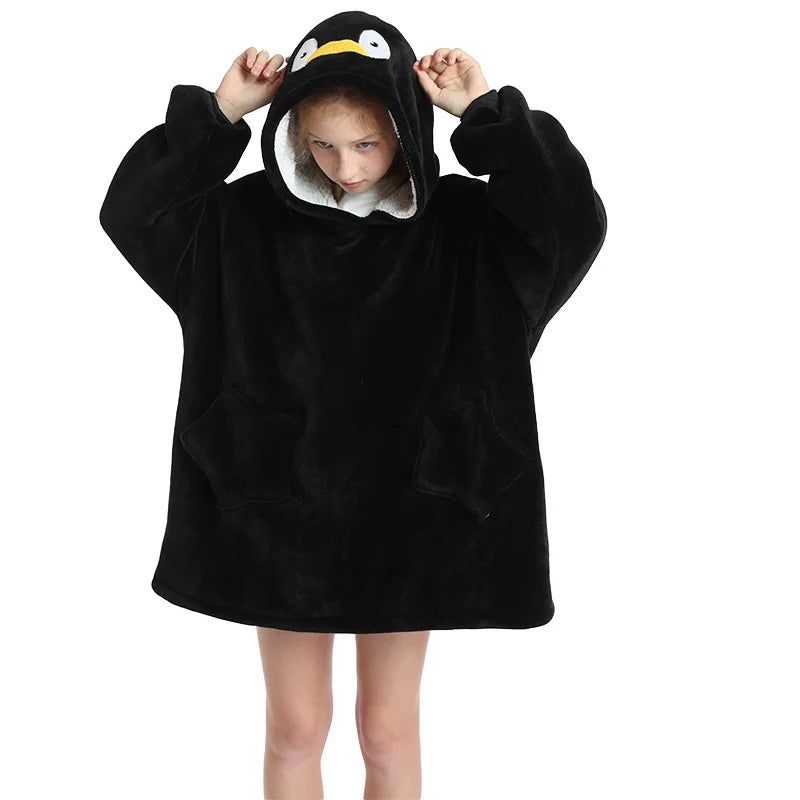 Kids Oversized Hoodie Blanket - Animal Wearable Blanket with Sleeves - photo 14