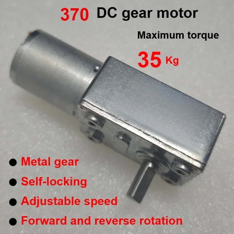 1pcs 370 Reversible High Torque Worm Geared Motor DC 12V Reduction Motor CW/CCW Electric Accessories 6rpm-210rpm