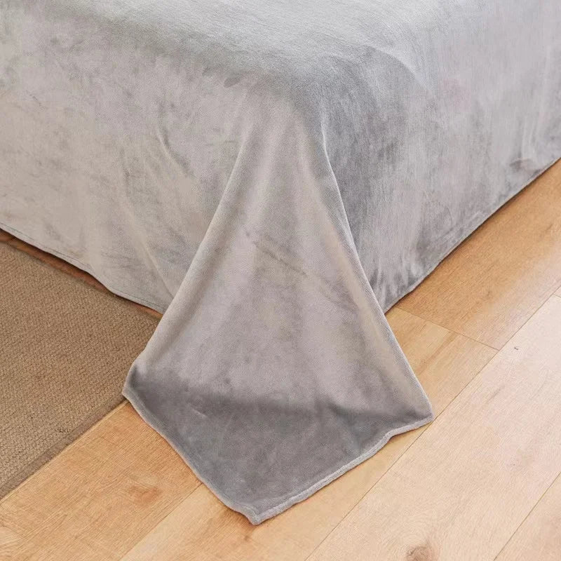 Winter Warm Thick Plush Velvet Flat Sheet Solid Color Large Size Soft Flannel Bed Sheet 350x245cm Not Including Pillowcase