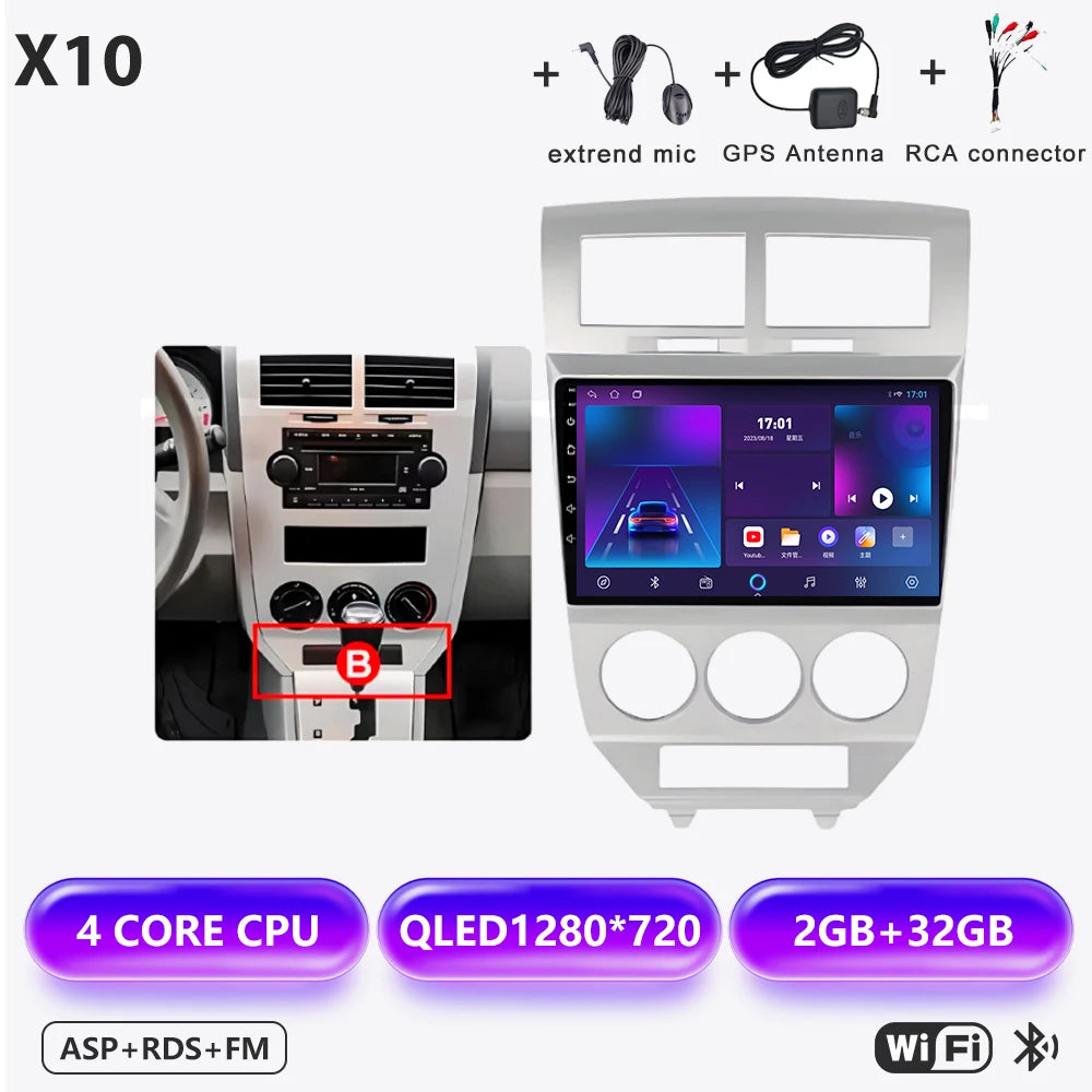 Car Stereo with Apple CarPlay & Android Auto, Compatible with Dodge Caliber & Jeep Compass MK
