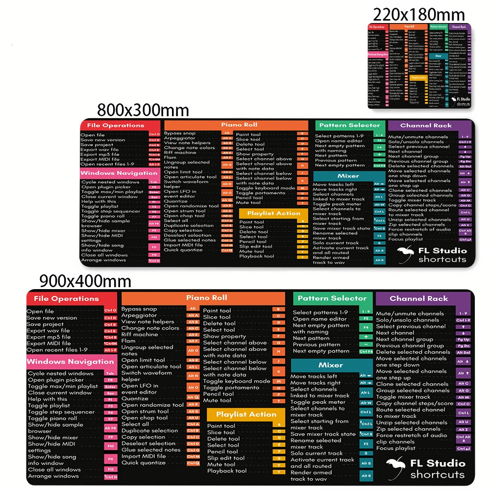 Windows and Excel keyboard shortcuts mouse pad, 900X400 large Table mausepad with seamed anti-slip base Office computer desk mat