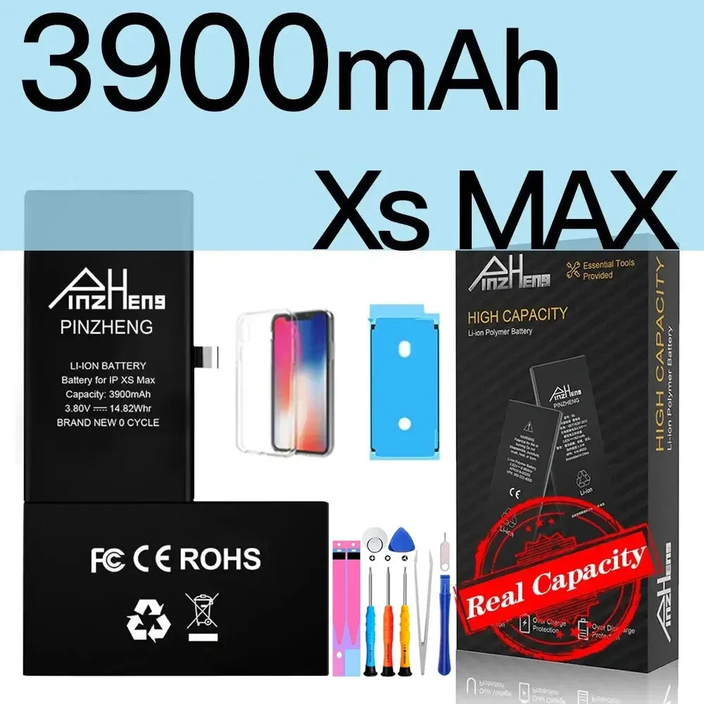 PINZHENG High Capacity Replacement Battery for iPhone X, XR, XS, 11, 12, 13 Mini Max Pro – 1-Year Warranty