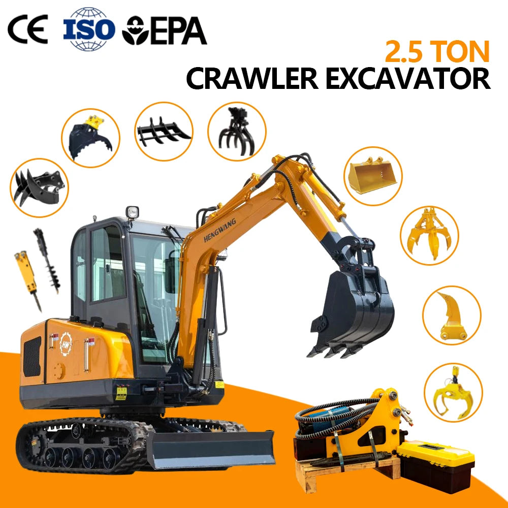 2.5t Hydraulic Diesel Engine Mini Excavator Crawler Excavator 2.5ton Mini Excavators Construction Machinery Euro5  Custom