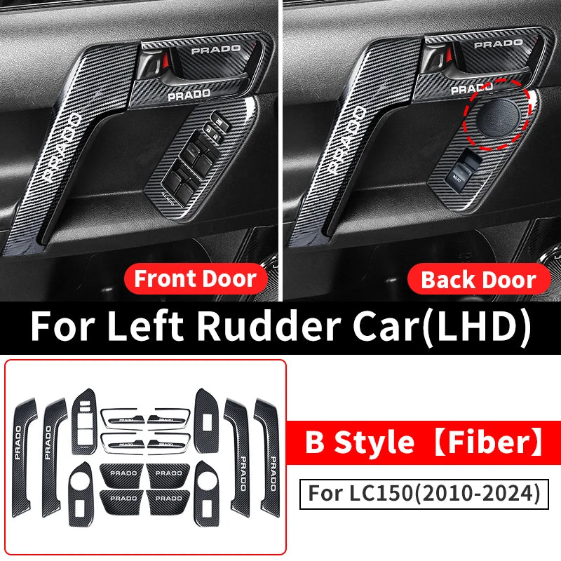 For Toyota Land Cruiser Prado 150 2010-2024 2023 2022 Car Door Handle Decorative Glass Switch Button LC150 Interior Accessories