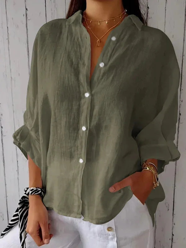 Women's Cotton-Linen T-Shirt — Loose Casual Short-Sleeve Summer Top