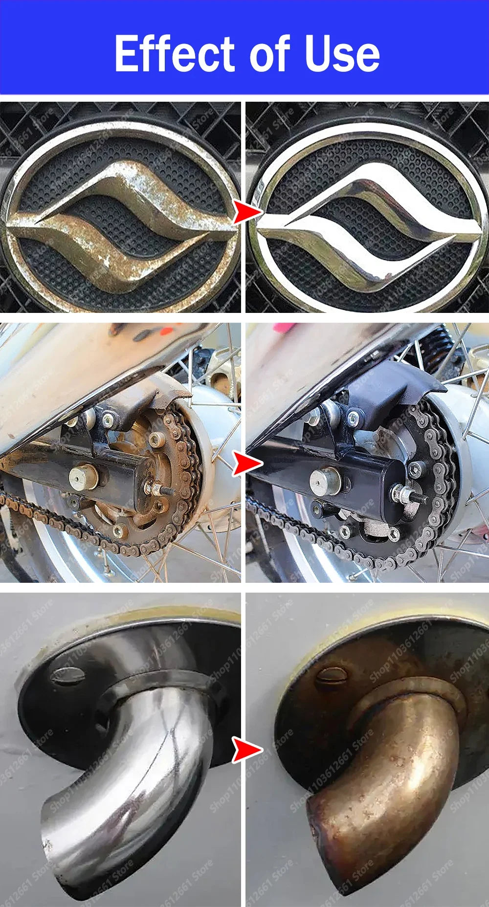 Multifunctional car rust remover used for removing rust providing surface protection on car brake pads iron metal surface 1/3PCS