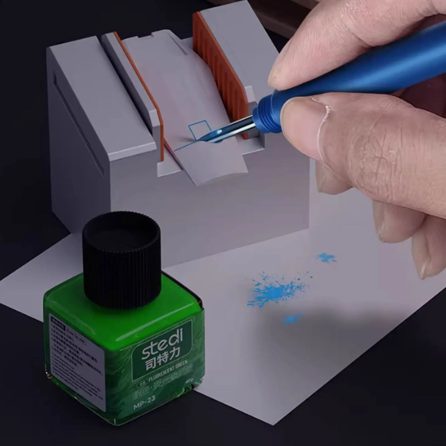 STEDI 40g Water-based Fluorescent Panel Liner Accent Paint for Gundam Military Plastic Model Coloring