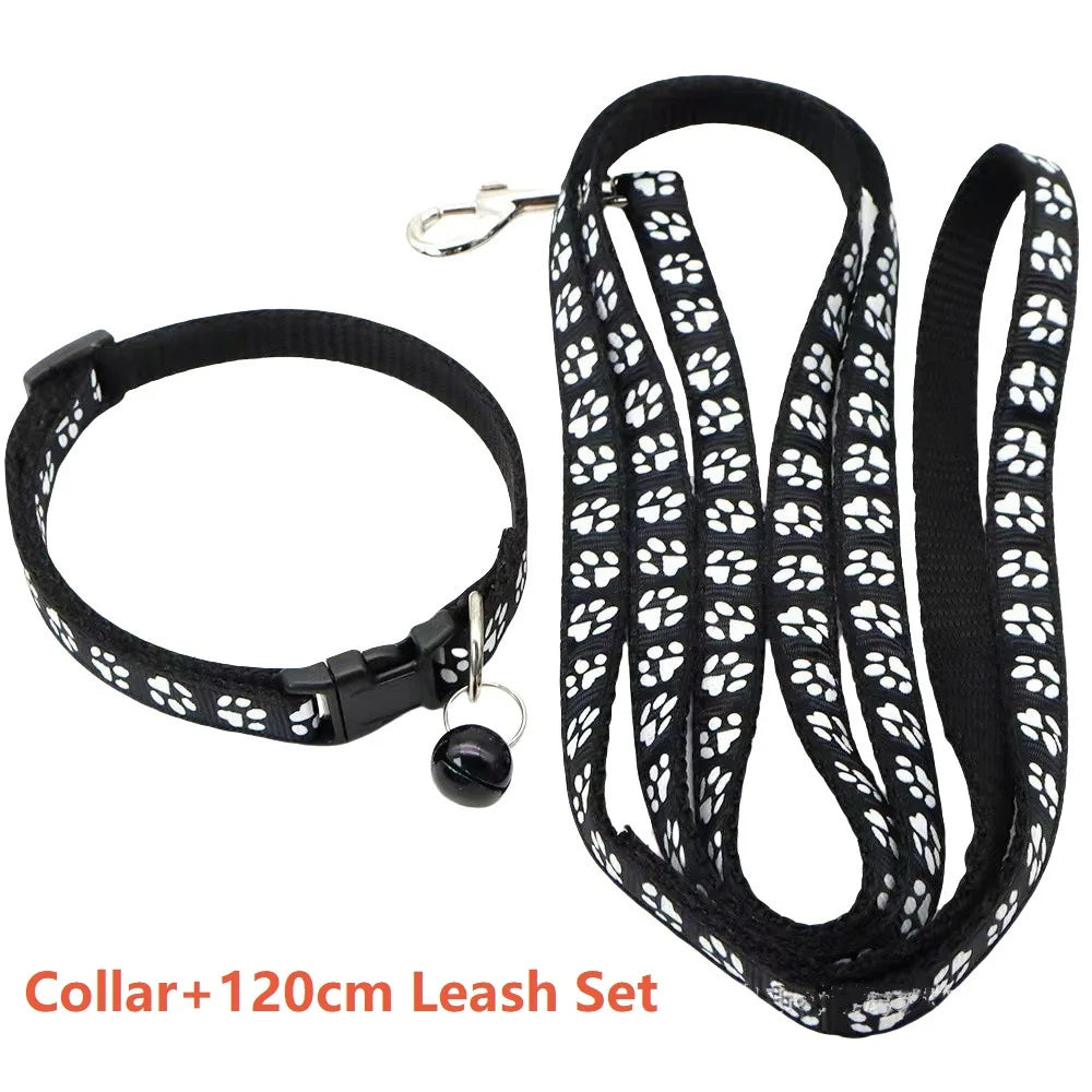 Cat Collar & Leash Set - Cartoon Paw Bell Collar for Kittens – photo 2