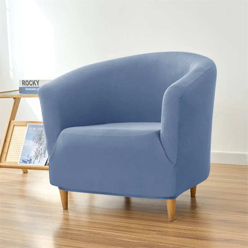 1PC Stretch Club Chair Cover Water Repellent Solid Color Arc Sofa Covers Single Removable Seat Slipcover Hotel Bar Counter Decor