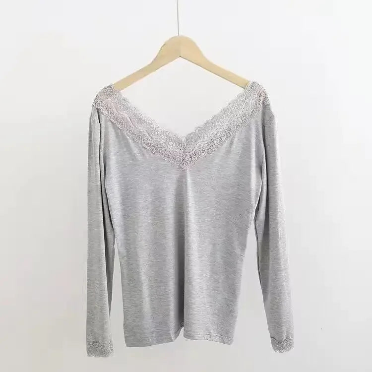 Women's Lace Trim Thermal Top - Long Sleeve Base Layer - photo 7