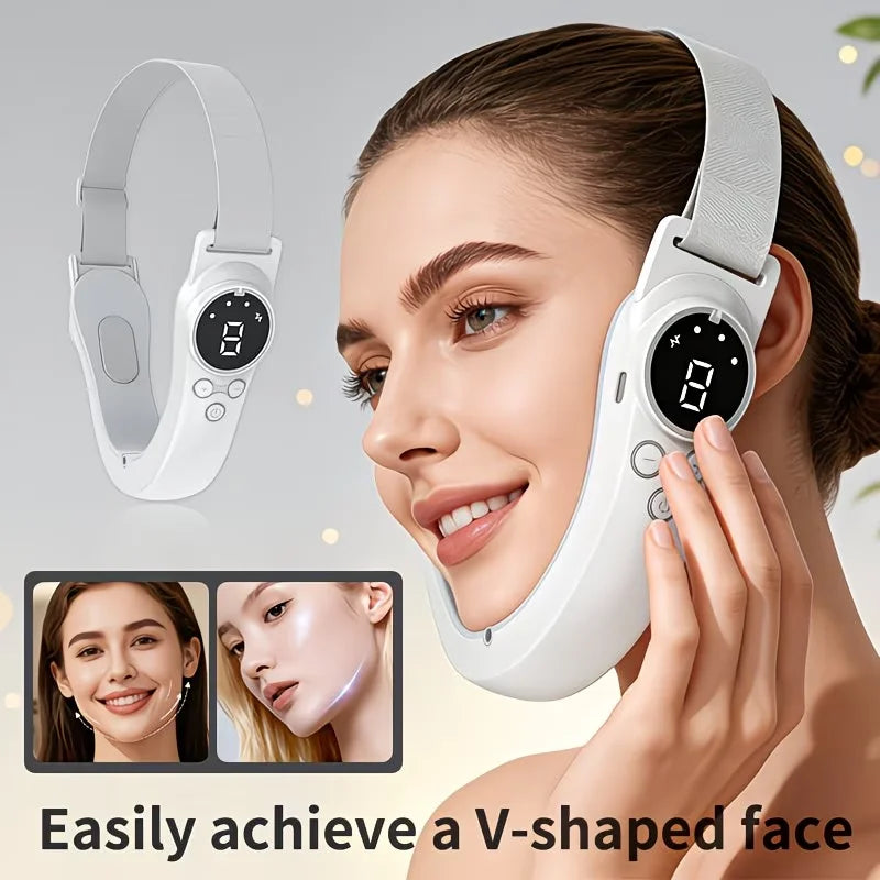 Home Professional SPA Beauty Instrument Ladies V Face Lifting Artifact Colorful Light Warm Care Rechargeable Design Universal Face and Neck High Efficiency Help Skin Care Product Absorption