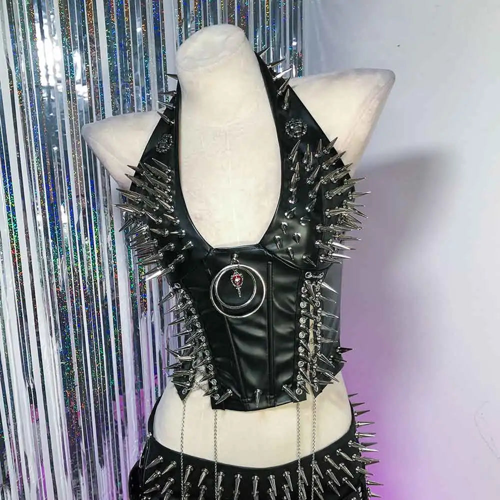 Women's Studded Y2K Grunge Tank Top — Gothic Spiked Cami
