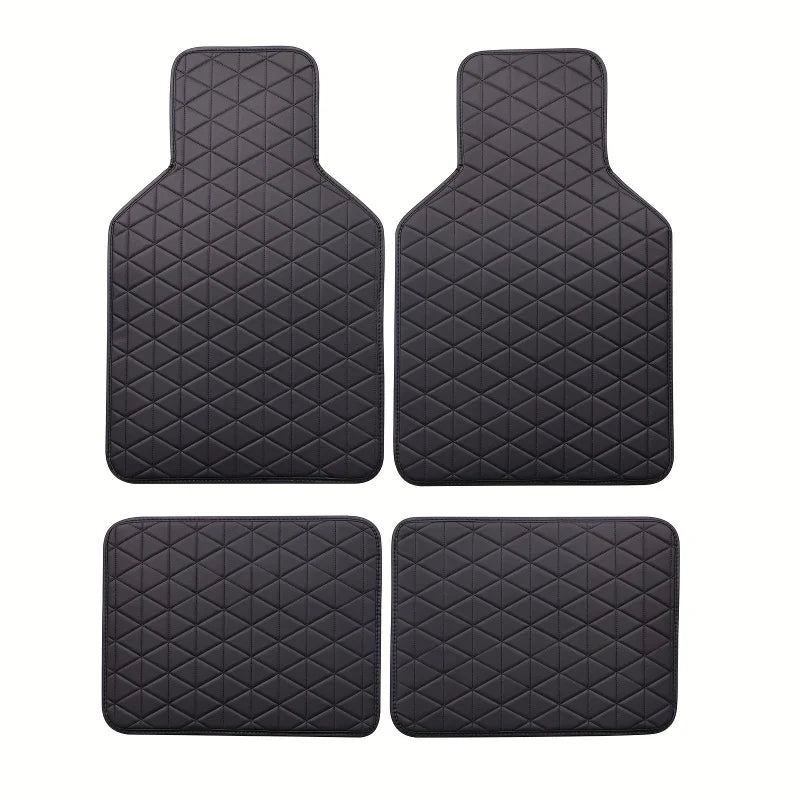 4-piece waterproof PU leather car floor mat - durable and fashionable, all-weather protection, easy to clean, enhances interior