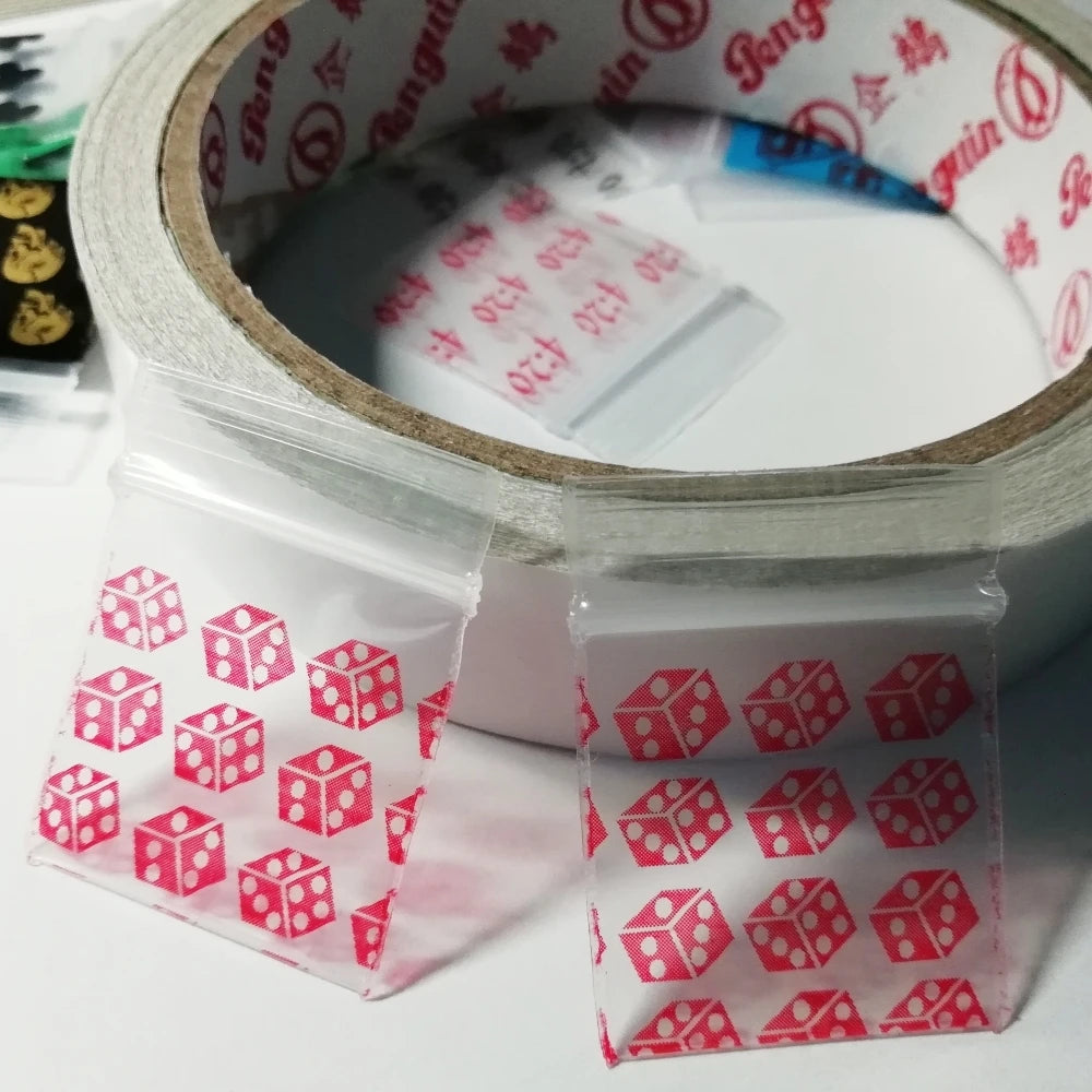100pcs Mini Reclosable Storage Baggies - 1.25" Zip Craft Bags (Red Print)