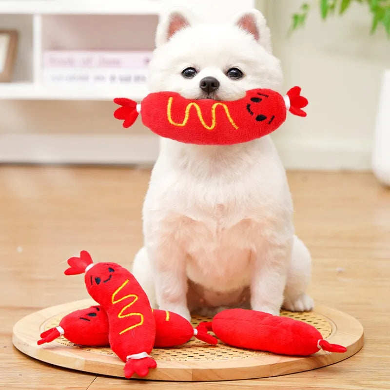 Hot Dog Squeaky Plush Toy - Bite-Resistant Puppy Chew – photo 4
