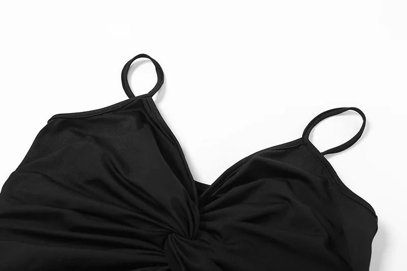 Women's Spaghetti Strap Backless Bodycon Mini Dress – Ruched Wrap Hip Dress | S–L (Black, Green, Blue)