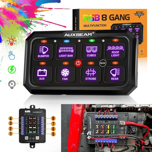 Auxbeam RGB 8-Gang Switch Panel for LED Accessories