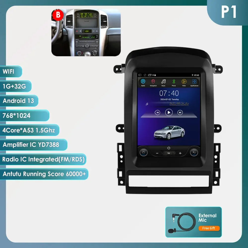 9.7"Android 14 Autoradio for Chevrolet Captiva 2006-2012 multimedia Video player GPS navi Stereo Audio 2din Carplay Touch Screen