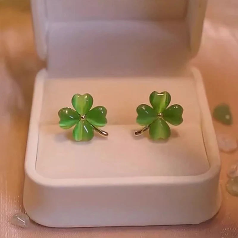 Gold-Tone Green Leaf Stud Earrings - Dainty Everyday Jewelry for Women