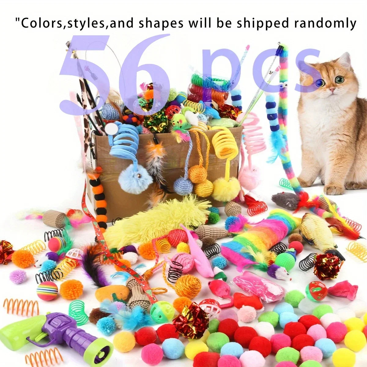 Cat Toy Mixed Pack - 56, 28 or 14 Plastic & Plush Toys – photo 2