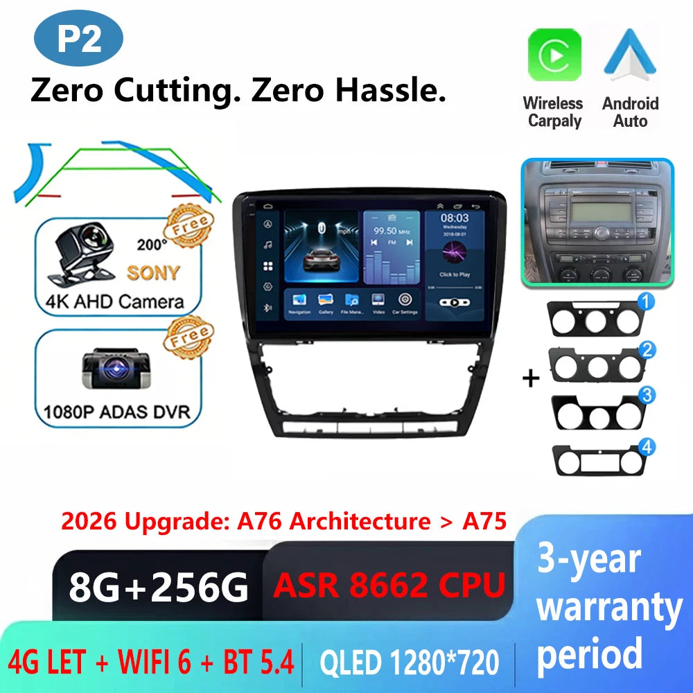 Car Stereo with Apple CarPlay & Android Auto, Compatible with Skoda Octavia 2 A5