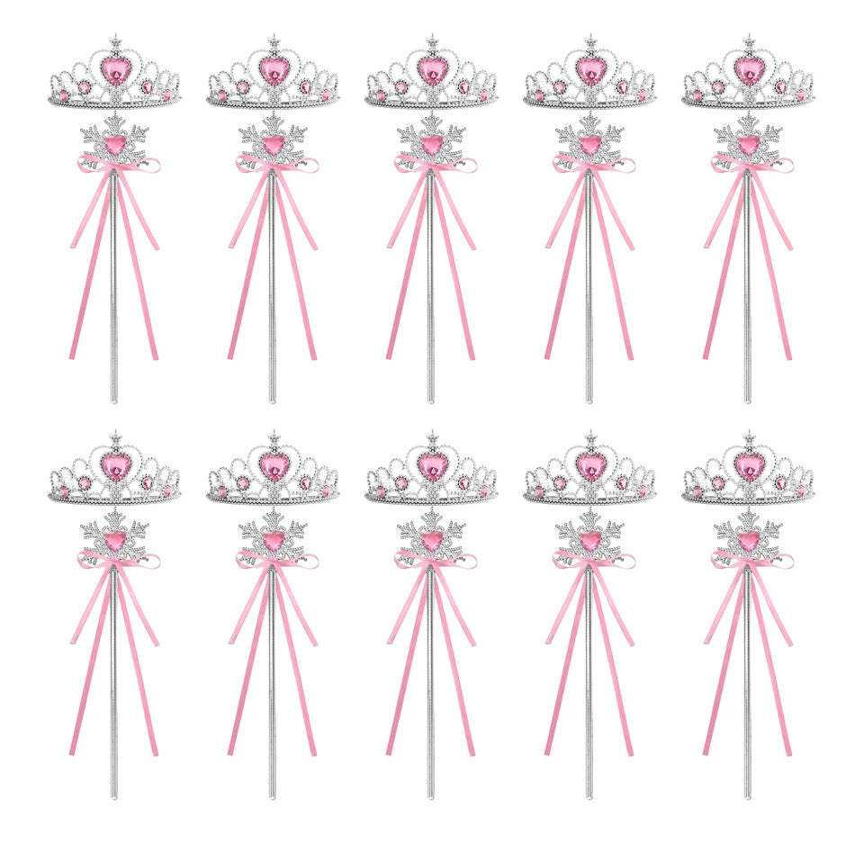 Wholesale 20pcs/lot Kids Crown Tiara Princess Magic Wand Wand Snowflake Fairy Stick Princess Show Dress Up Costume Accessories