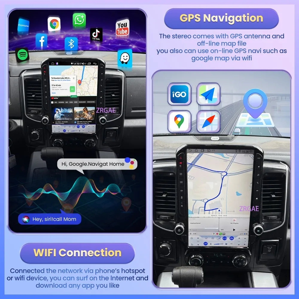 14.5" Android 15 Car Radio with Wireless CarPlay — Dodge RAM 1500/2500 (2008-2012)