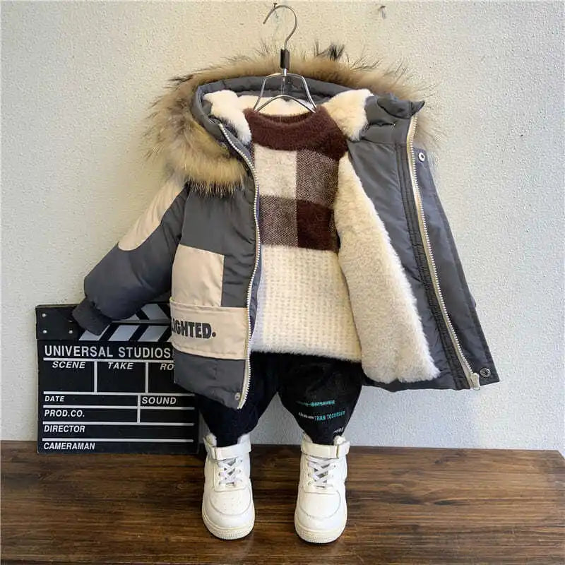 Boys Hooded Winter Coat with Fur-Trim Collar - Thick Padded Jacket - photo 6