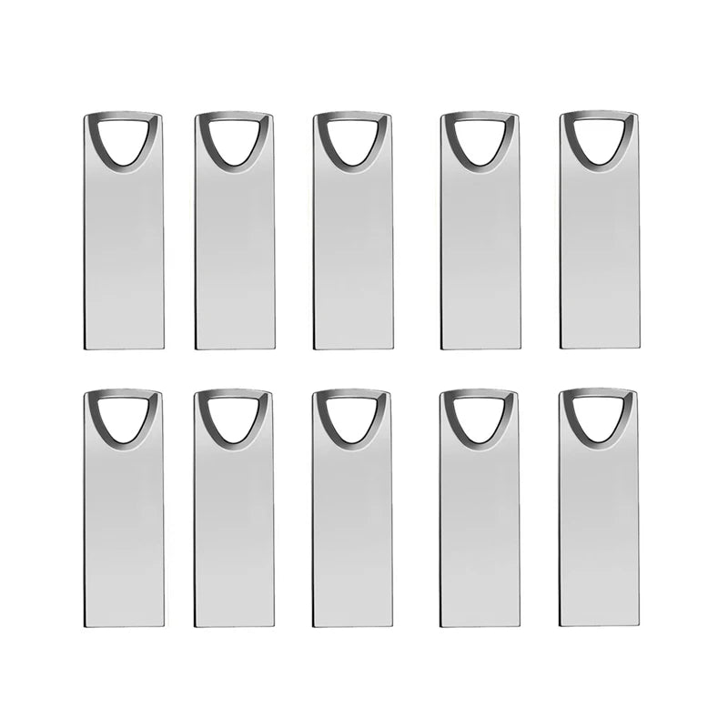 Metal USB 2.0 Flash Drive 10-Pack — Bulk Memory Sticks 4GB to 128GB