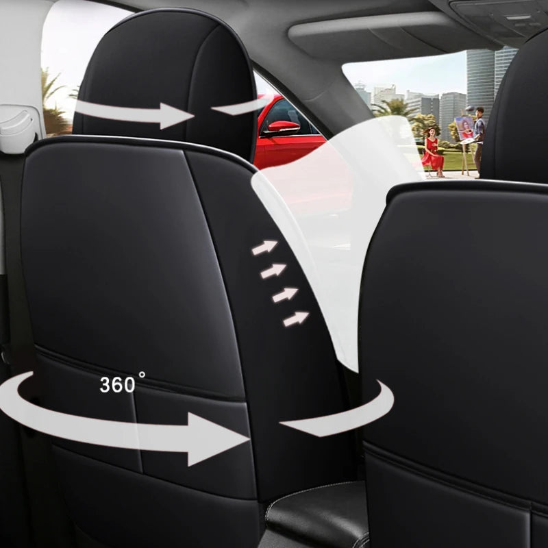 7-Seater Ice Silk & PU Leather Car Seat Cover Set for MPV