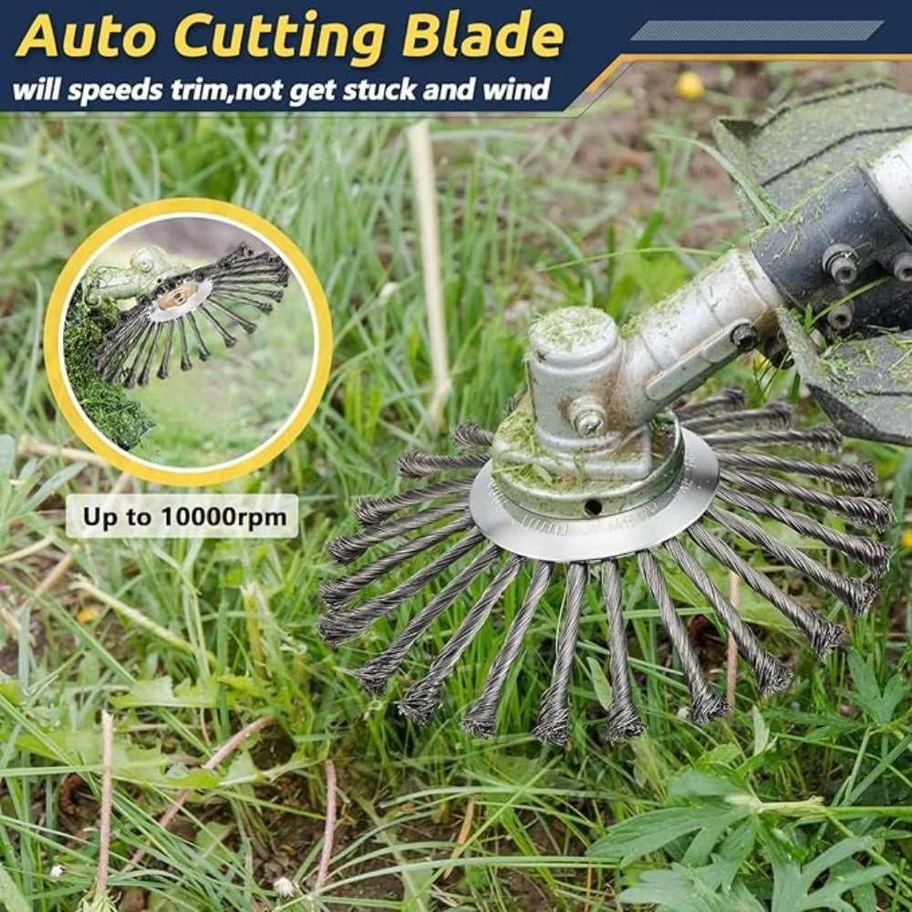 Weed Brush Trimmer Head - Durable Steel Wire Cutter Tool