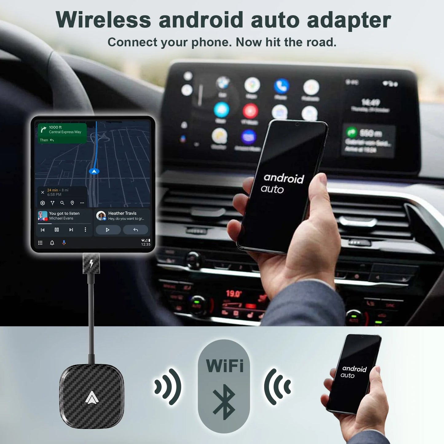 Wireless CarPlay & Android Auto Dongle — Converts Wired to Wireless, Plug and Play for iPhone & Android