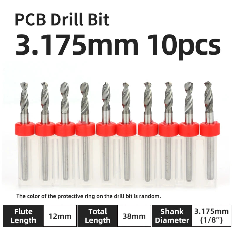 TOOLEYE 10pcs PCB Drill Bit Set Micro Drills Printed Circuit Board 1/8" Shank Mini CNC Drill Bits 0.1-3.175mm Drilling Tools
