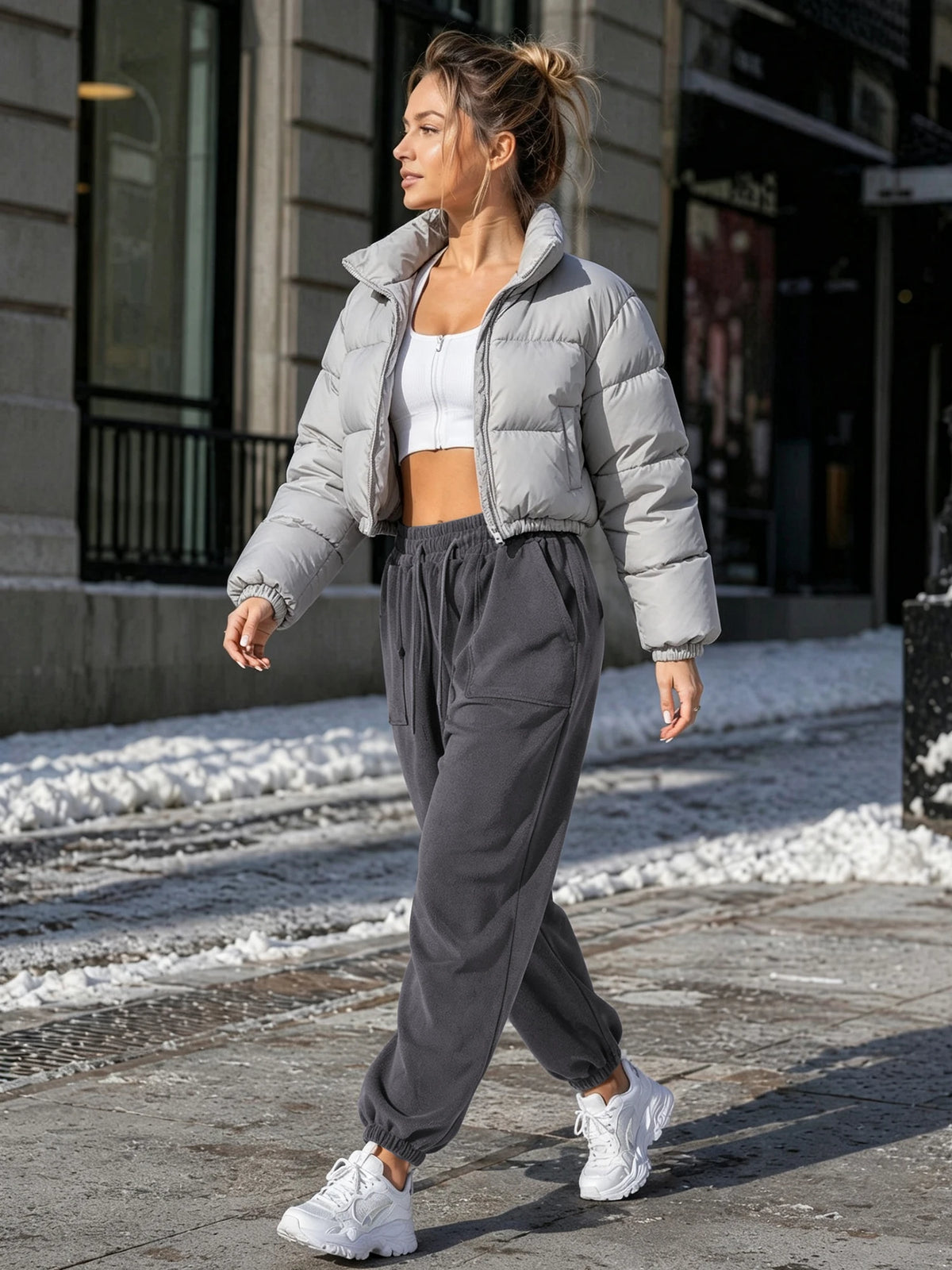 Women's Sherpa Fleece Sweatpants - Thick Drawstring Joggers with Pockets - photo 4