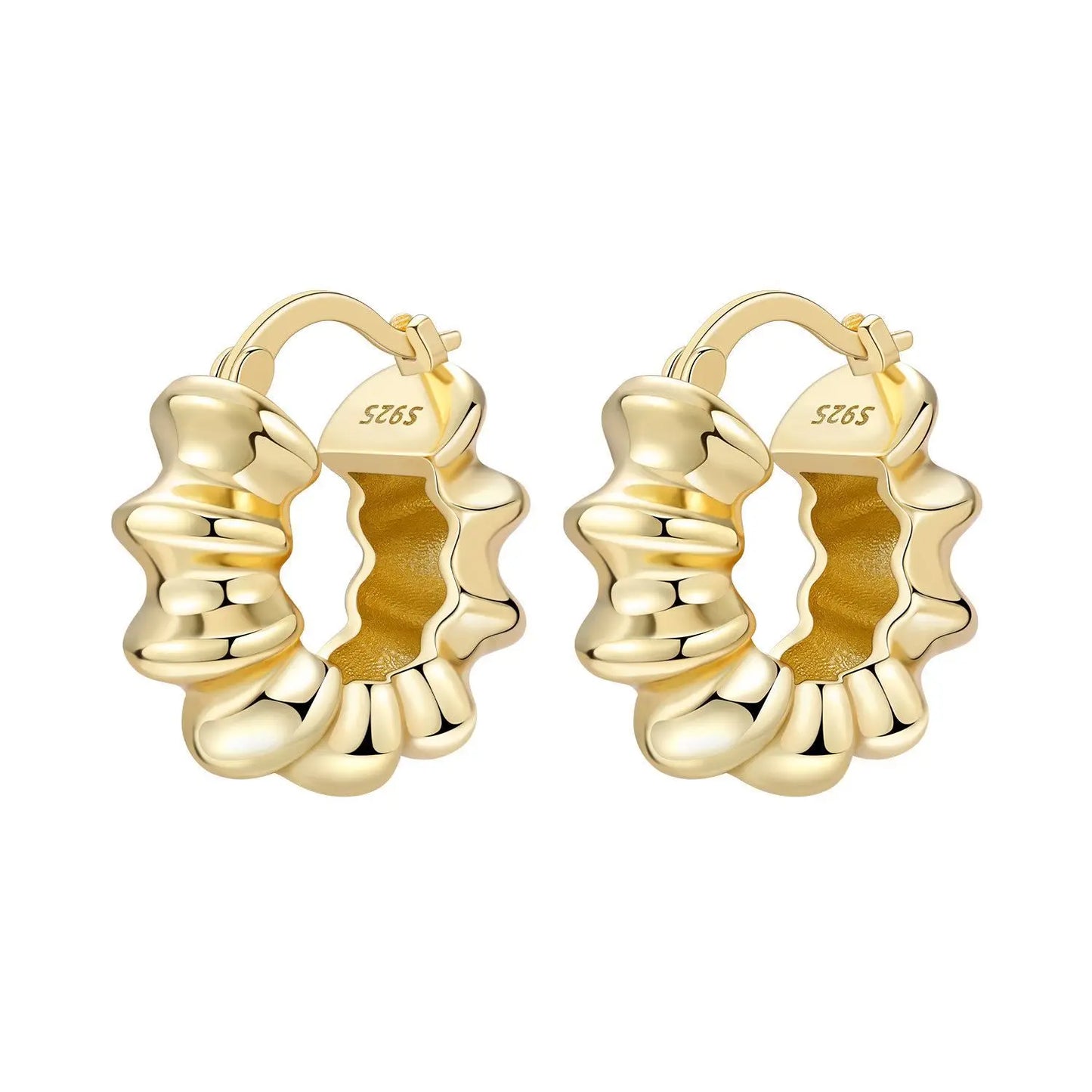 Original 2026 S925 Sterling Silver Zircon 18K Gold Lining Vintage Hoop Earrings for Women Birthday Party Wedding Gift Jewellery