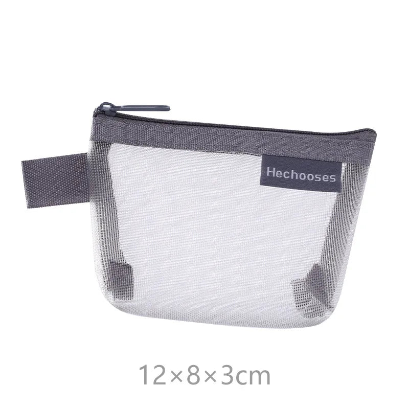 Coin Organizer Bag Mesh Cute Purse Key Lipstick Nylon Cards Pouch Coin Bag Small Item Storage Mini Cosmetic Bag Office Case