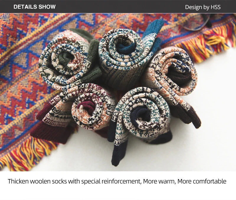 Men's Wool Blend Winter Socks, 5 Pairs