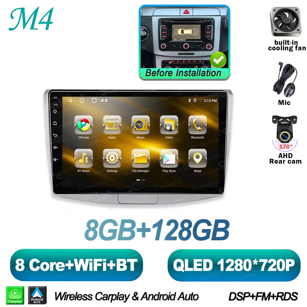 For Volkswagen VW Passat B6 B7 B8 CC 2007- 2021 Android 16 Multimedia Video Player Carplay Intelligent System Wifi 4G 8 Core