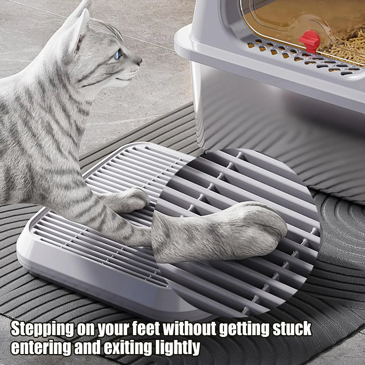 Elevated Cat Litter Trap Mat - Double Layer Tray with Ramp – photo 3