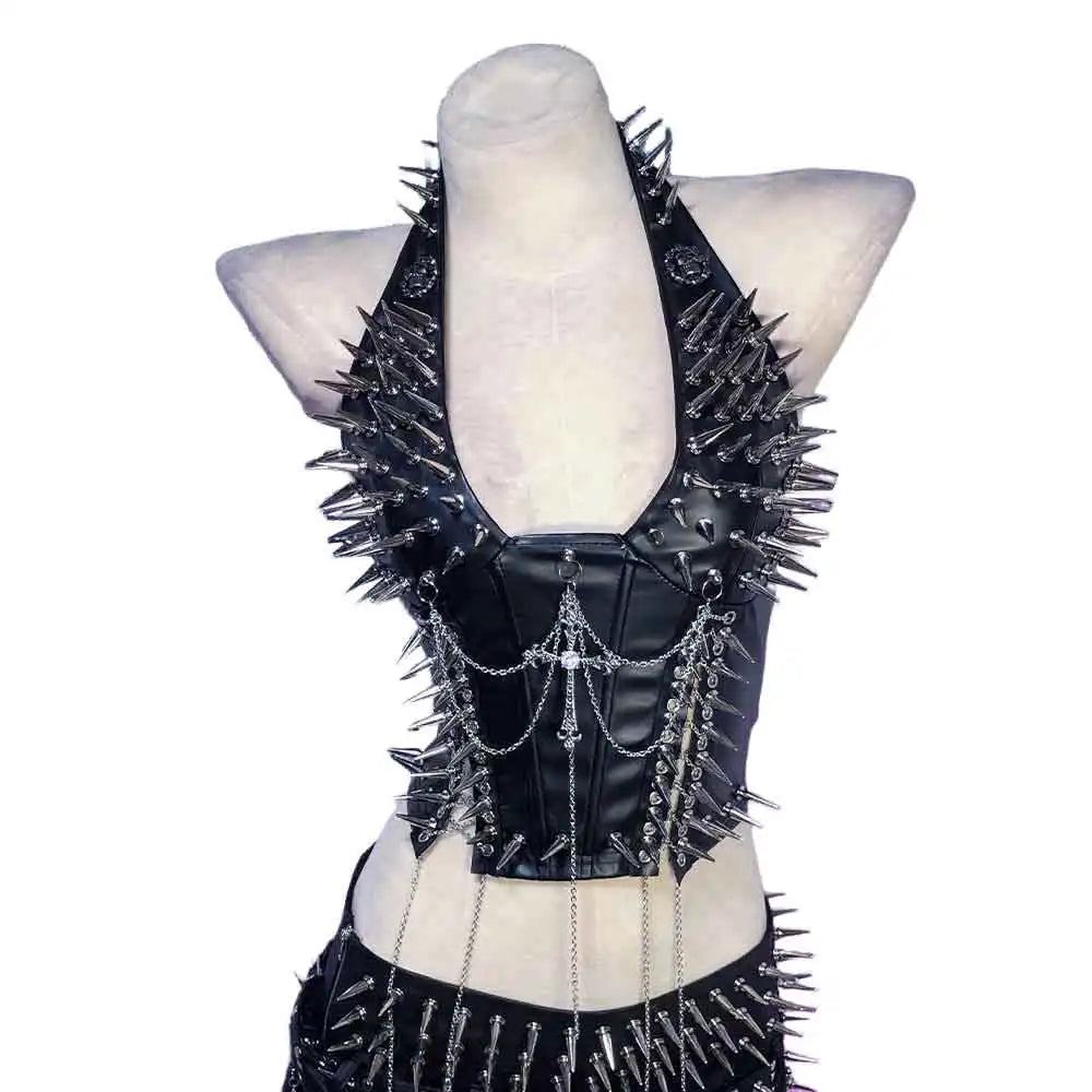Women's Studded Y2K Grunge Tank Top — Gothic Spiked Cami