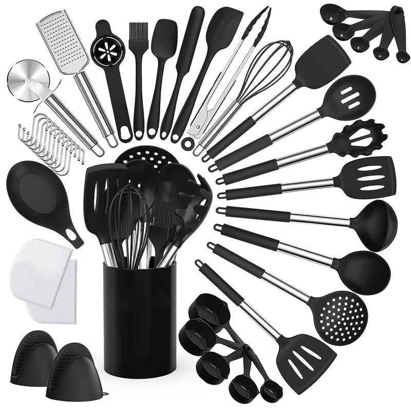 43-Piece Silicone Cooking Utensil Set with Stainless Steel Handles - photo 6