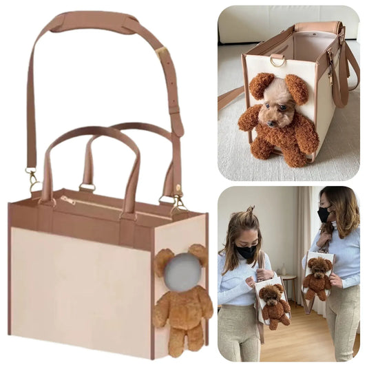 Bear Design Pet Tote Carrier - Large Capacity Travel Bag