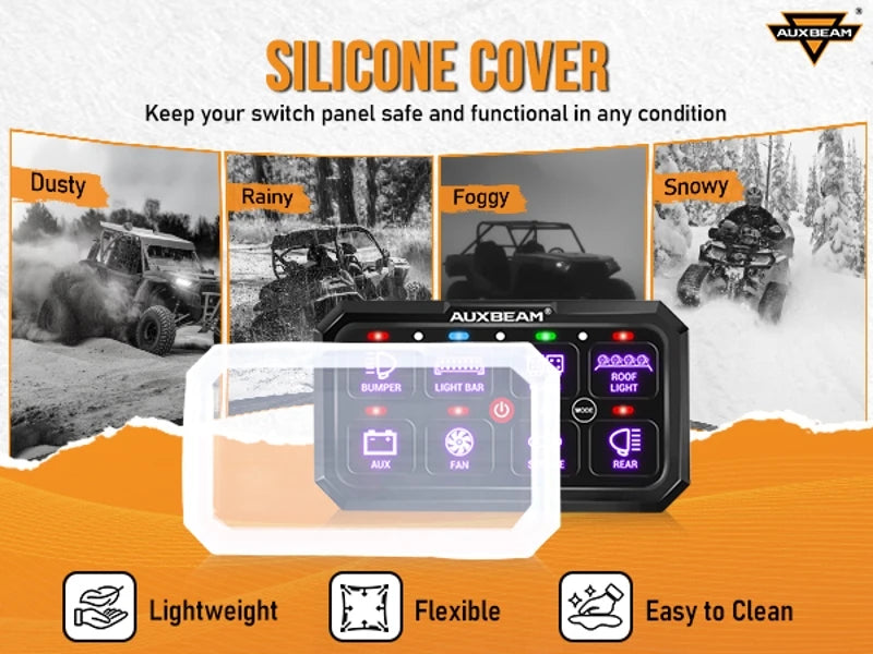 Auxbeam RGB 8 Gang Switch Panel Toggle/Momentary/Pulsed Supported Without App Control (One-Sided Outlet/Two-Sided Outlet)